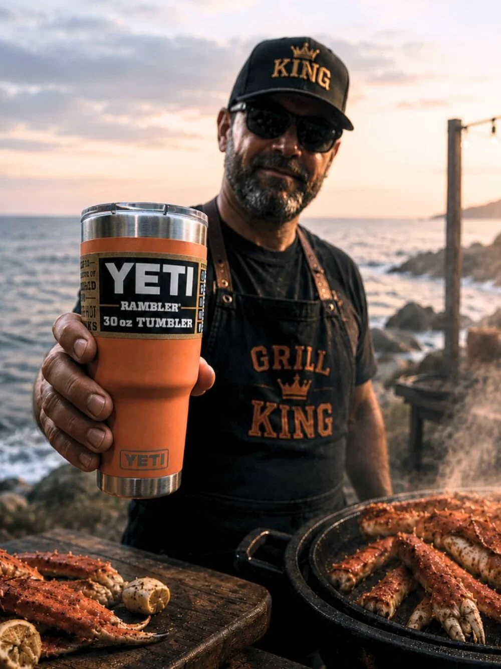 Rare & Discontinued YETI Rambler 30 oz King Crab Orange Tumbler w/MagSlider Lid